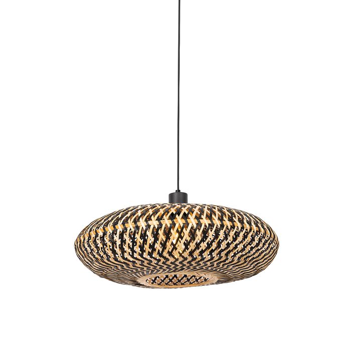 qazqa Oosterse hanglamp zwart bamboe 50 cm - Ostrava