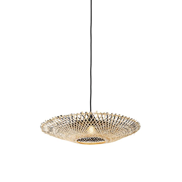 Qazqa Oosterse Hanglamp Zwart Met Bamboe 50cm - Rina