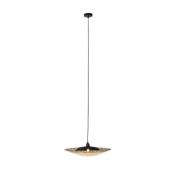 Qazqa Oosterse Hanglamp Zwart Met Bamboe 50cm - Rina