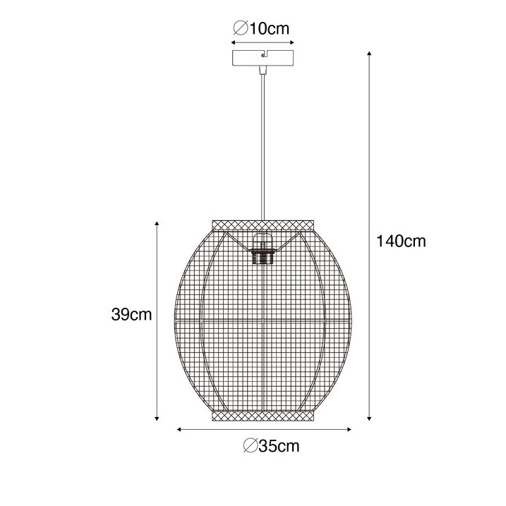 Qazqa Oosterse Hanglamp Zwart Stof 35 Cm - Rob