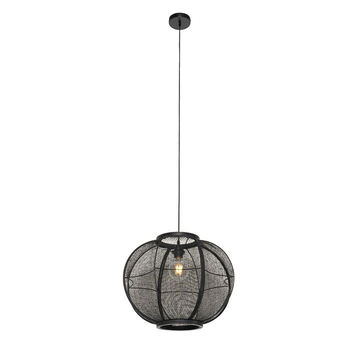 Qazqa Oosterse Hanglamp Zwart Stof 48 Cm - Rob