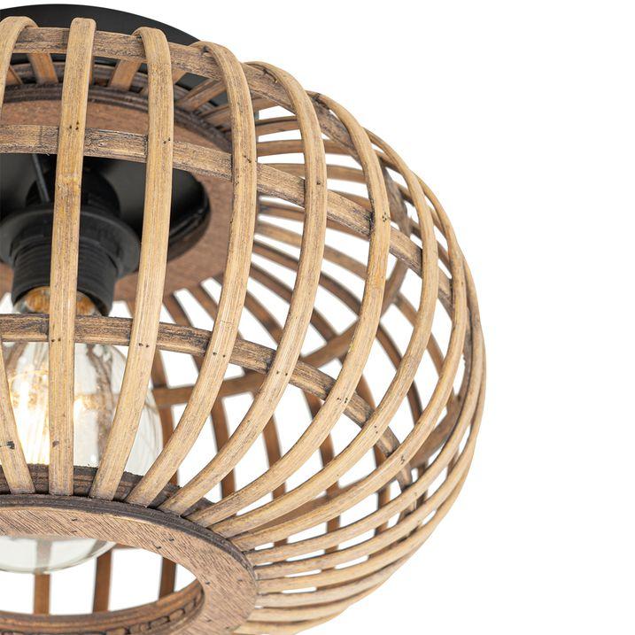 Qazqa Oosterse Plafondlamp Zwart Met Bamboe - Amira