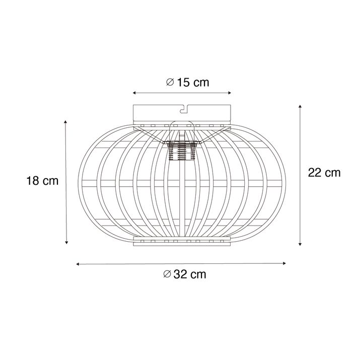 Qazqa Oosterse Plafondlamp Zwart Met Bamboe - Amira