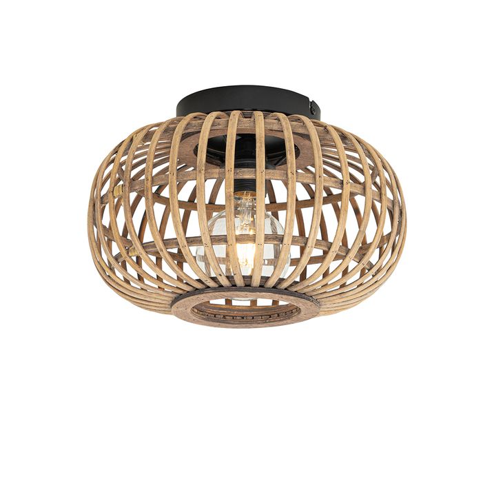 qazqa Oosterse plafondlamp zwart met bamboe - Amira