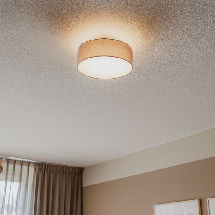 qazqa Plafondlamp grijs 30 cm incl. LED - Drum LED