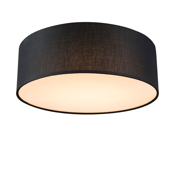 qazqa Plafondlamp zwart 30 cm incl. LED - Drum LED