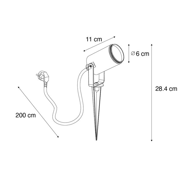 Qazqa Prikspot Zwart Verstelbaar IP65 - Solo Eco