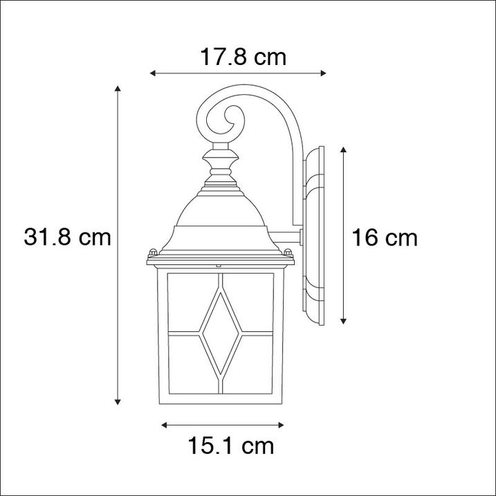 Qazqa Romantische Buiten Wandlantaarn Brons - London