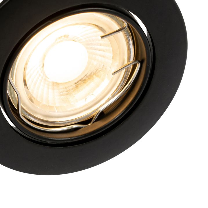 Qazqa Set Van 12 Inbouwspots Zwart GU10 35mm - Edu