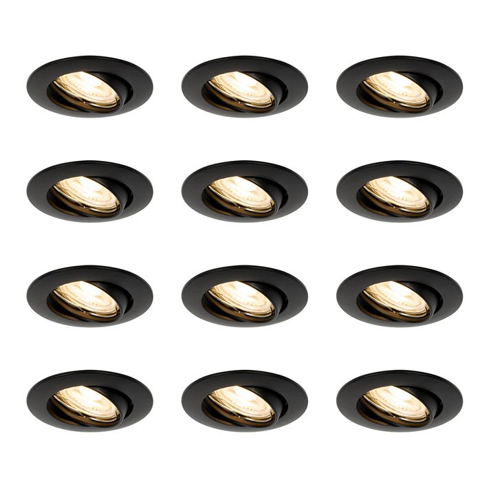 qazqa Set van 12 inbouwspots zwart GU10 35mm - Edu qazqa Set van 12 inbouwspots zwart GU10 35mm - Edu