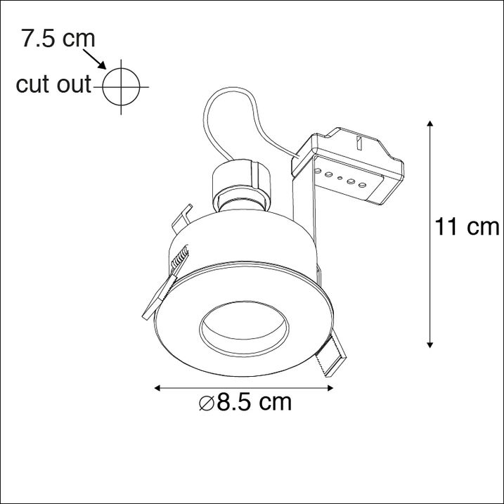 Qazqa Set Van 6 Moderne Inbouwspot Zwart IP44 - Gap