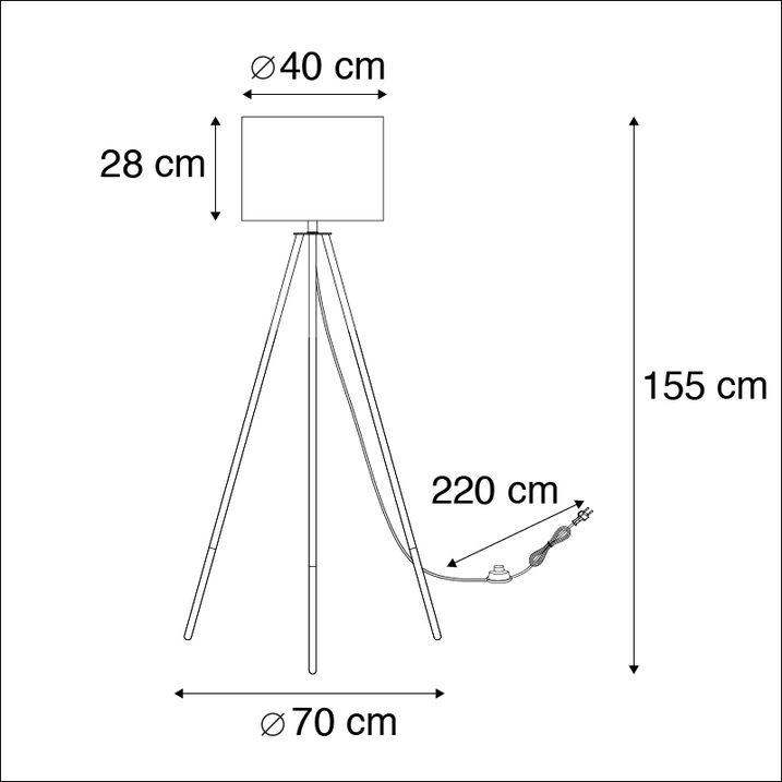 Qazqa Set Van Tafel- En Vloerlamp Met Kap Zwart - Pip