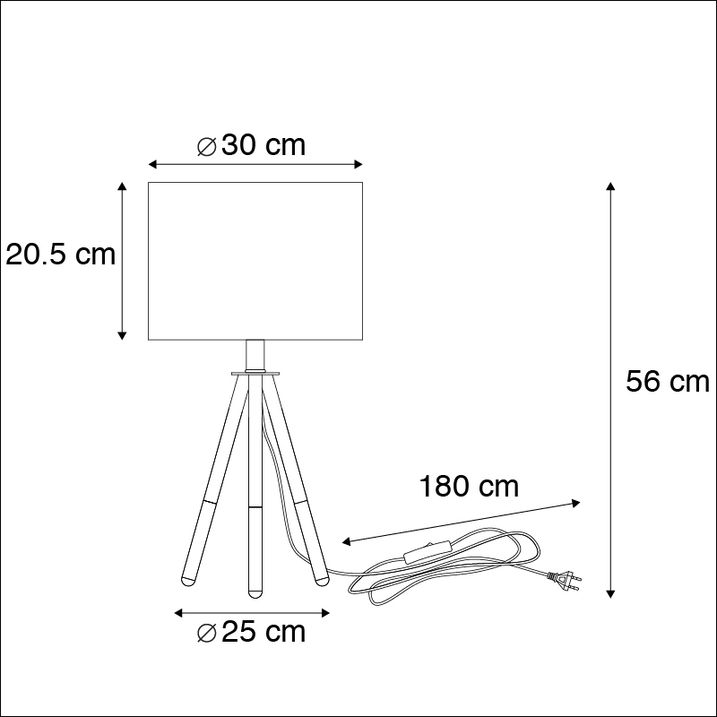 Qazqa Set Van Tafel- En Vloerlamp Met Kap Zwart - Pip