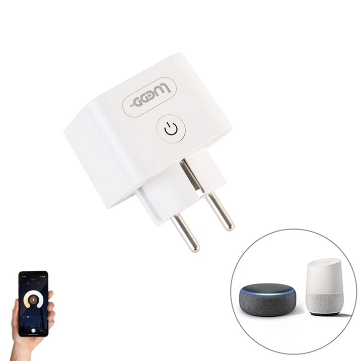 qazqa Smart EU stekker met energiemeter en timer