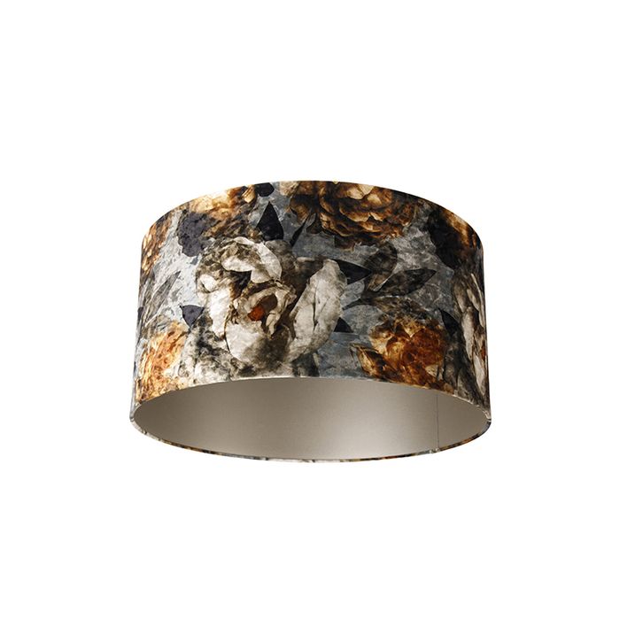 qazqa Velours lampenkap bloemen dessin 50/50/25