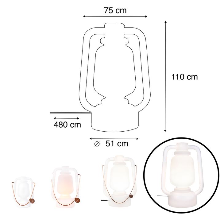 Qazqa Vloerlamp Wit 110 Cm IP44- Storm Extra Large