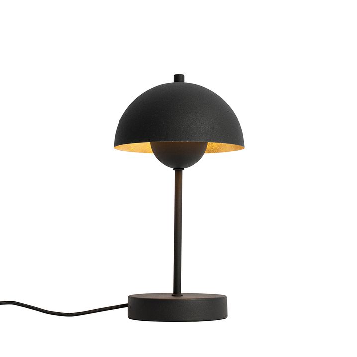 Qazqa Retro Tafellamp Mushroom Zwart Met Goud - Magnax Mini