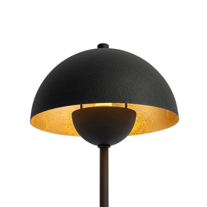 Qazqa Retro Tafellamp Mushroom Zwart Met Goud - Magnax Mini