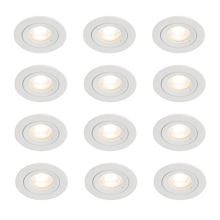 qazqa Set van 12 inbouwspots wit rond GU10 50mm IP44 - Xena