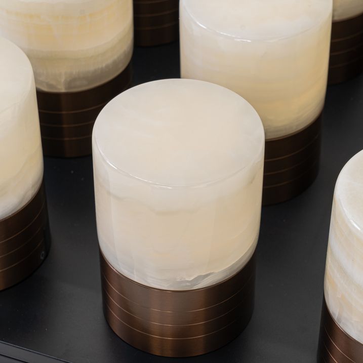 Qazqa Set Van 12 Tafellampen Donkerbrons RGBW Oplaadbaar Incl. Laadstation - Alessia