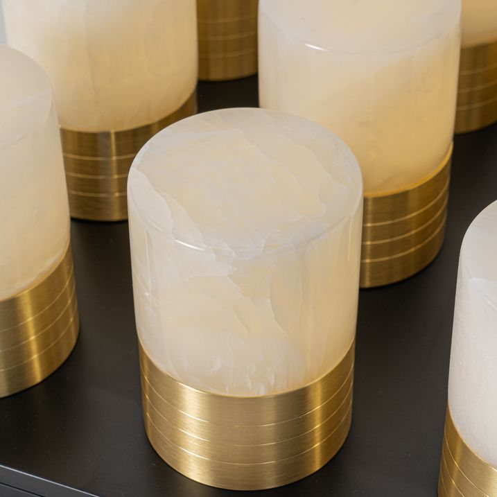 Qazqa Set Van 12 Tafellampen Goud RGBW Oplaadbaar Incl. Laadstation - Alessia