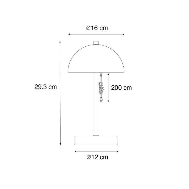 Qazqa Set Van 2 Buiten Tafellampen Mushroom Zwart Oplaadbaar - Keira