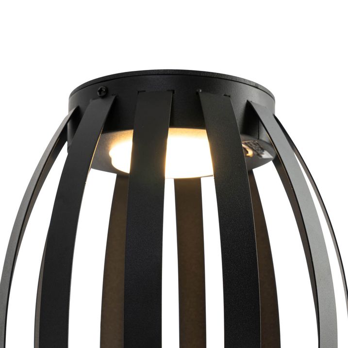 Qazqa Set Van 2 Buiten Tafellampen Zwart 3-staps Dimbaar Solar En Oplaadbaar - Sheldon