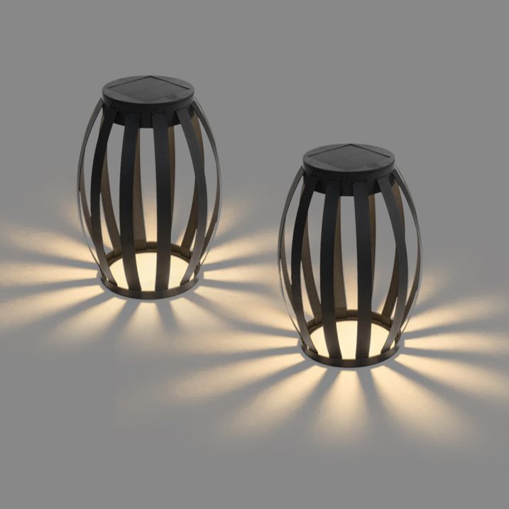 qazqa Set van 2 buiten tafellampen zwart 3-staps dimbaar solar en oplaadbaar - Sheldon