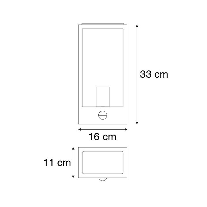 Qazqa Set Van 2 Buiten Wandlampen Zwart Met Bewegingsmelder - Rotterdam