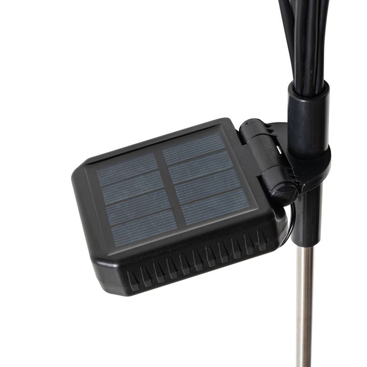 Qazqa Set Van 2 Buitenlampen Zwart Incl. LED Met Solar En Grondpin - Fire Fly