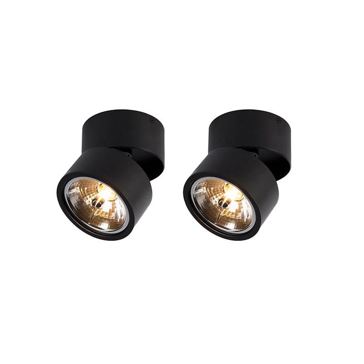 qazqa Set van 2 moderne spots zwart rond verstelbaar - Go Nine