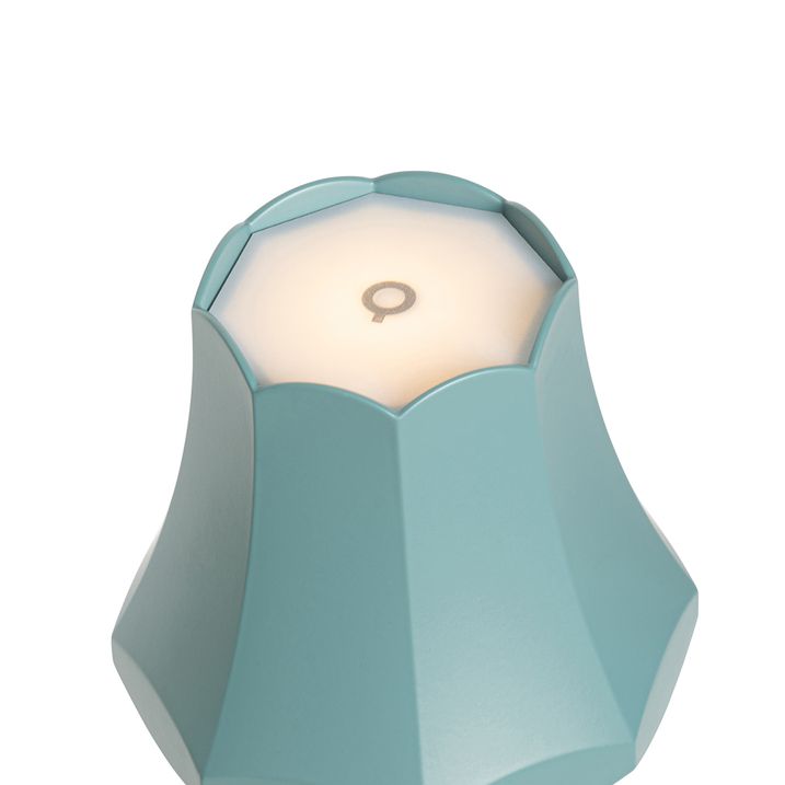 Qazqa Set Van 2 Retro Tafellampen Mineraal Blauw Oplaadbaar IP44 - Granny