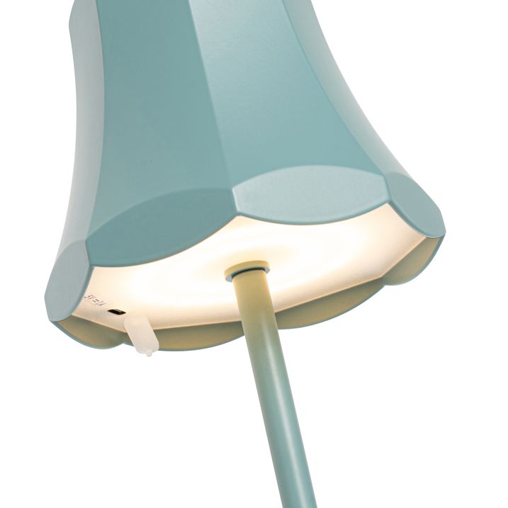 Qazqa Set Van 2 Retro Tafellampen Mineraal Blauw Oplaadbaar IP44 - Granny