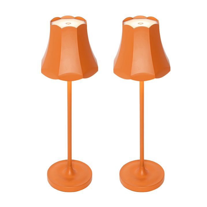 qazqa Set van 2 retro tafellampen oranje oplaadbaar IP44 - Granny