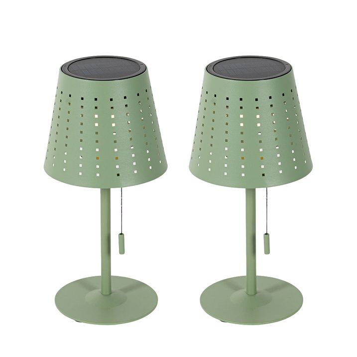 qazqa Set van 2 tafellampen groen oplaadbaar en solar - Ferre