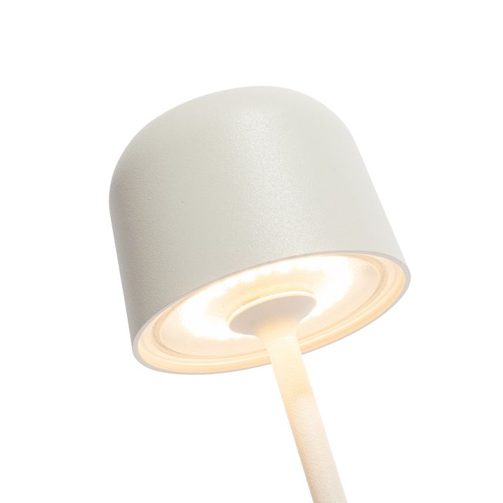 Qazqa Set Van 2 Tafellampen Mushroom Off White Incl. Laadstation - Raika