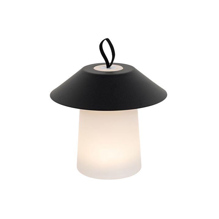 Qazqa Set Van 2 Tafellampen Mushroom Zwart Incl. LED Oplaadbaar - Ivan
