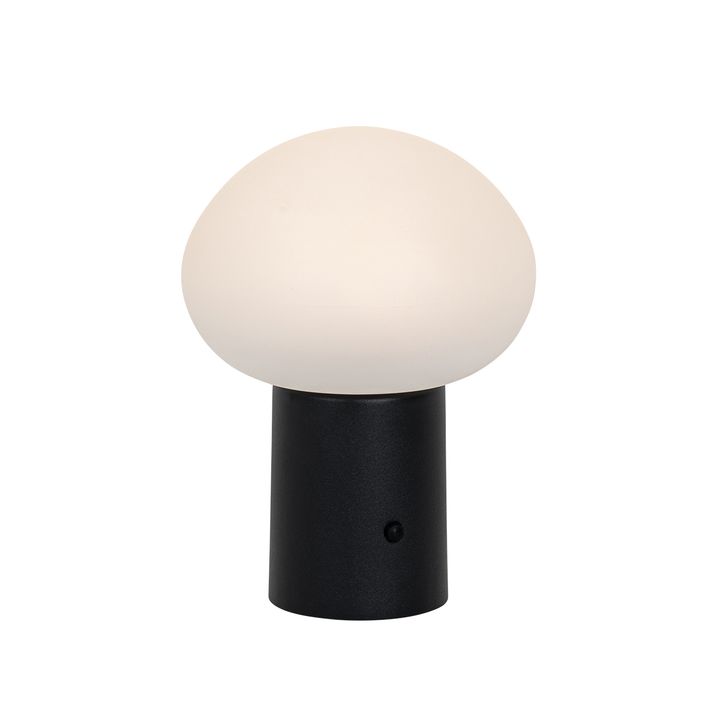 Qazqa Set Van 2 Tafellampen Mushroom Zwart Incl. LED Oplaadbaar - Louise