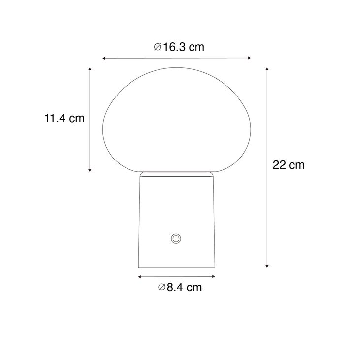 Qazqa Set Van 2 Tafellampen Mushroom Zwart Incl. LED Oplaadbaar - Louise