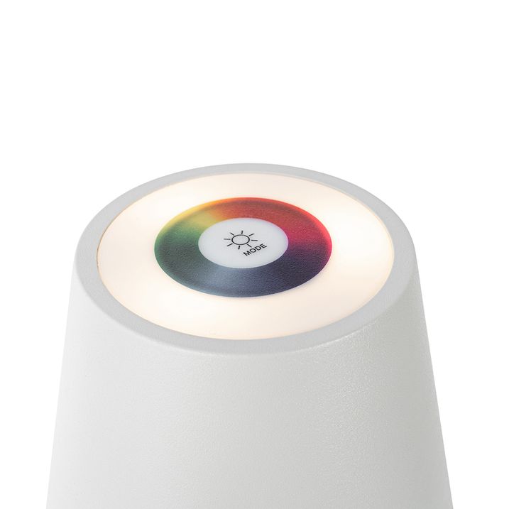 Qazqa Set Van 2 Tafellampen Wit Met Dimmer En Oplaadbaar RGBW - Murdock