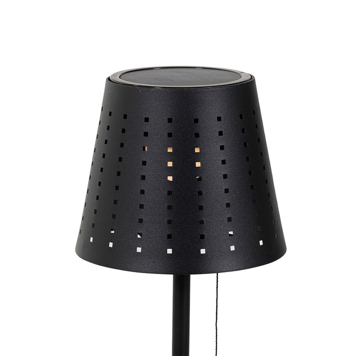 Qazqa Set Van 2 Tafellampen Zwart Oplaadbaar En Solar - Ferre