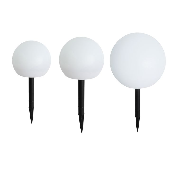 Qazqa Set Van 3 Buiten Vloerlampen Wit Incl. LED Solar IP44 - Ludger