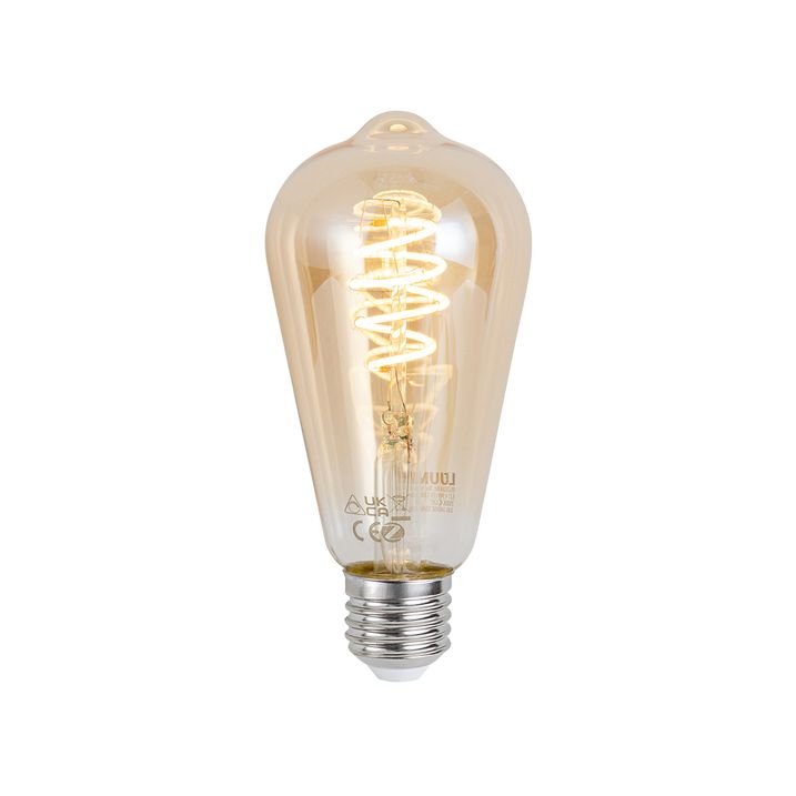 Qazqa Set Van 3 Smart E27 Dimbare LED Lampen ST64 4.9W 320 Lm 2500K Incl. Zigbee Smart Hub