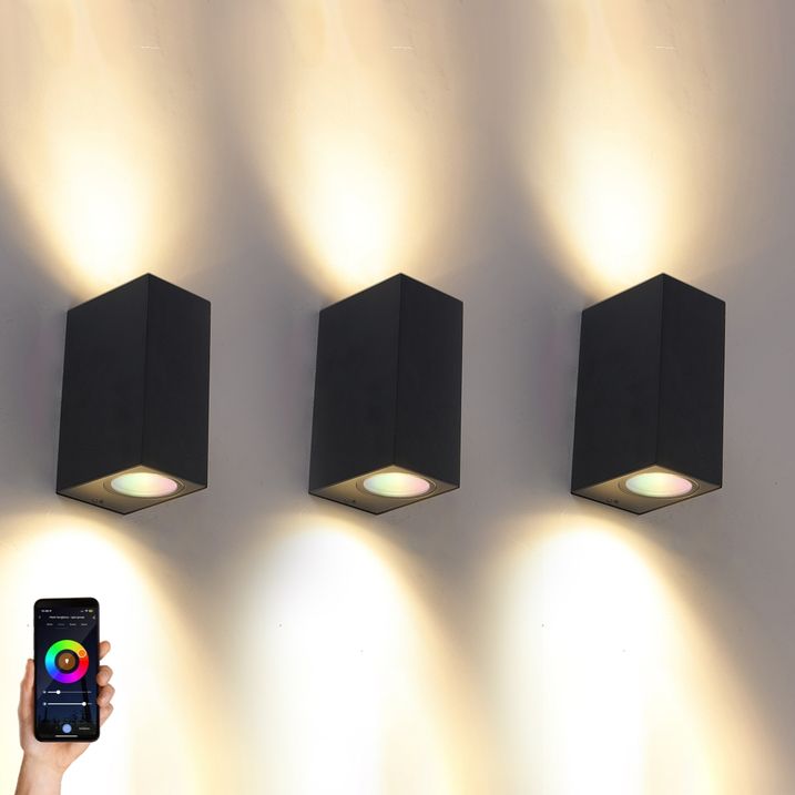 qazqa Set van 3 smart wandlampen zwart 2-lichts IP44 - Baleno