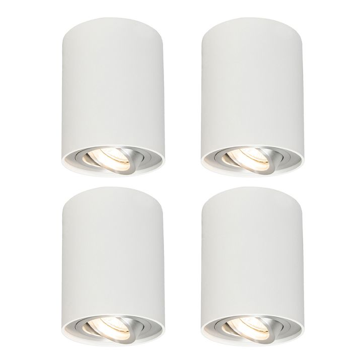qazqa Set van 4 spots wit draai- en kantelbaar - Rondoo up