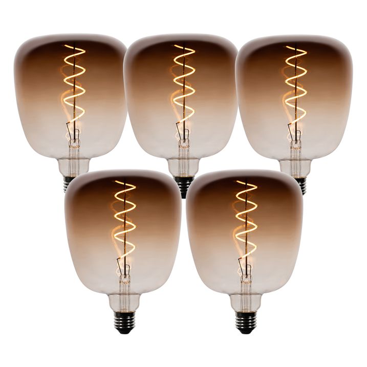 qazqa Set van 5 E27 dimbare LED lampen G140 bruin 4 9W 110 lm 1800K