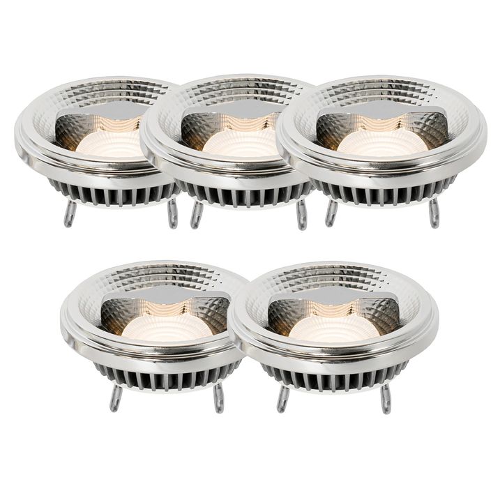 qazqa Set van 5 G53 dimbare LED lamp AR111 12W 600 lm 2700K