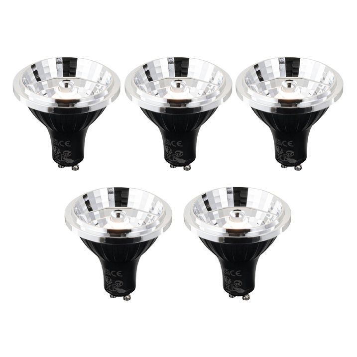 qazqa Set van 5 GU10 3-staps dimbaar in Kelvin LED lampen 70mm 6W 500 lm 2200 - 3600K