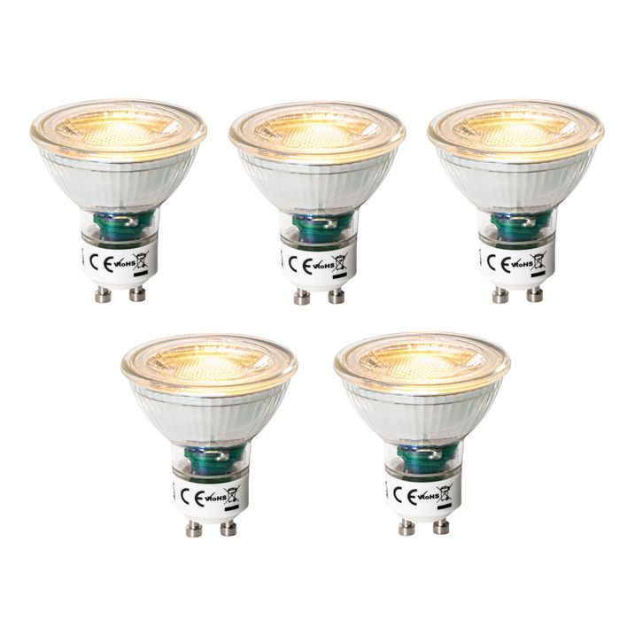qazqa Set van 5 GU10 3-staps dimbare LED lampen 6W 460 lm 2000 - 6000K