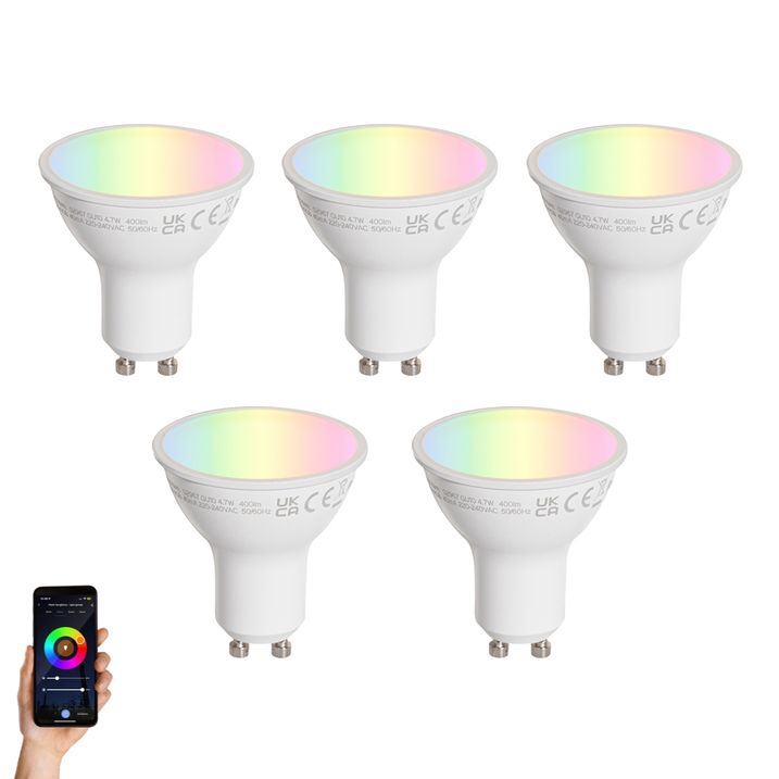 qazqa Set van 5 GU10 50mm LED lampen helder 4.7W 400 lm 2200-2400K